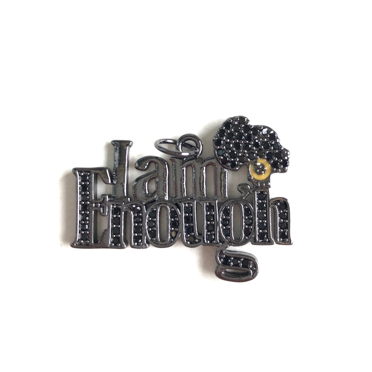 10pcs/lot CZ Paved I Am Enough Word Charms Black on Black CZ Paved Charms New Charms Arrivals Words & Quotes Charms Beads Beyond