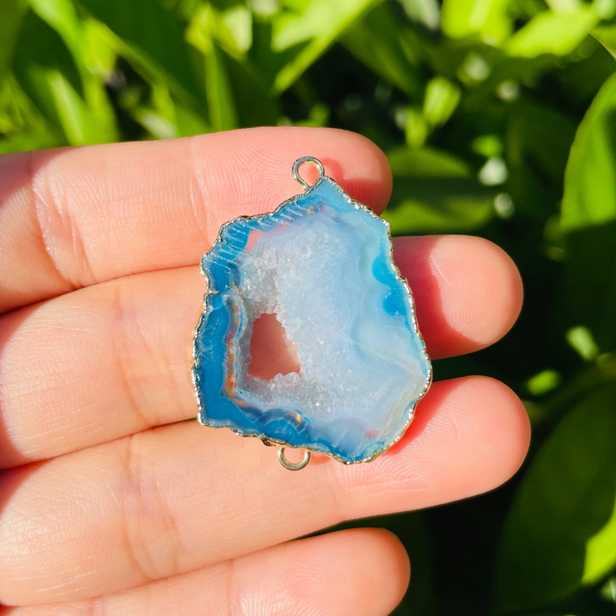 5pcs/lot 30-45mm Natural Fuchsia Blue Agate Druzy Connectors Stone Connectors New Charms Arrivals Charms Beads Beyond