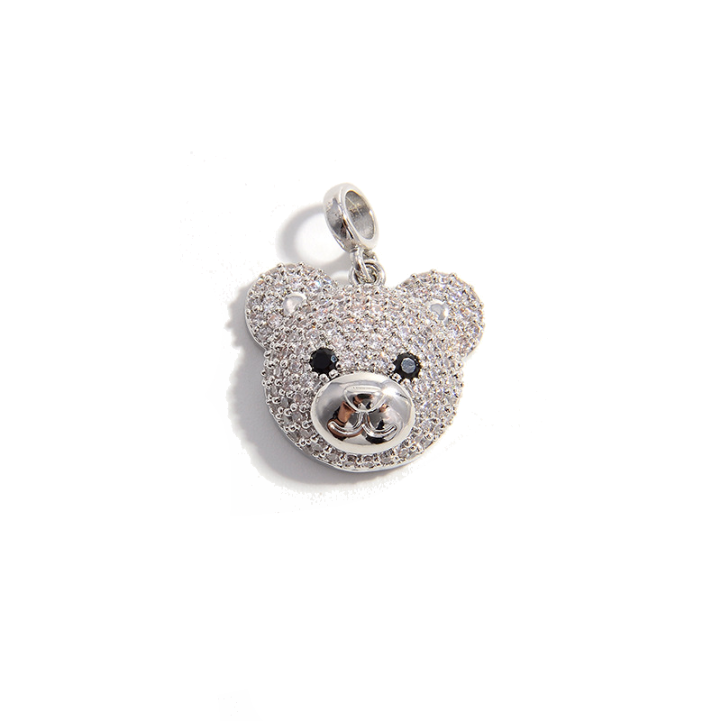 5-10pcs/lot Turquoise Green Pink Clear CZ Paved Cute Bear Head Charms CZ Paved Charms Animals & Insects Charms Beads Beyond