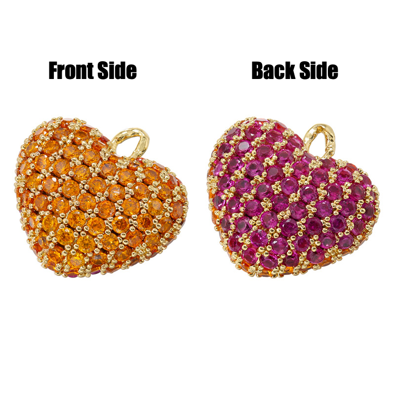 10pcs/lot Colorful CZ Paved 3D Cute Heart Bone Charms Hearts on Gold CZ Paved Charms Hearts Small Sizes Charms Beads Beyond