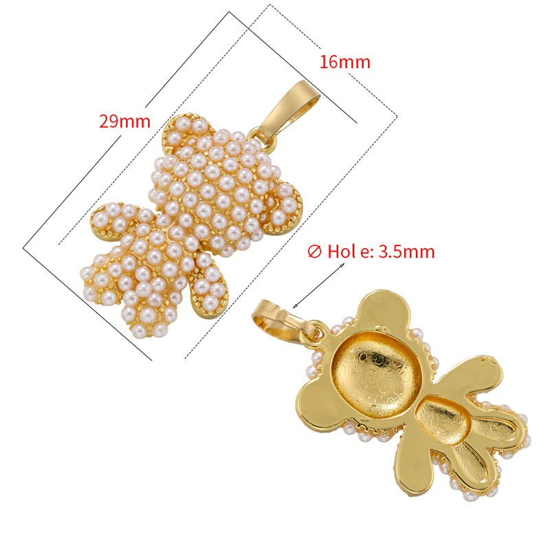 10pcs/lot Pearl Pave Gold Silver Cute Bear Charms CZ Paved Charms Animals & Insects Charms Beads Beyond