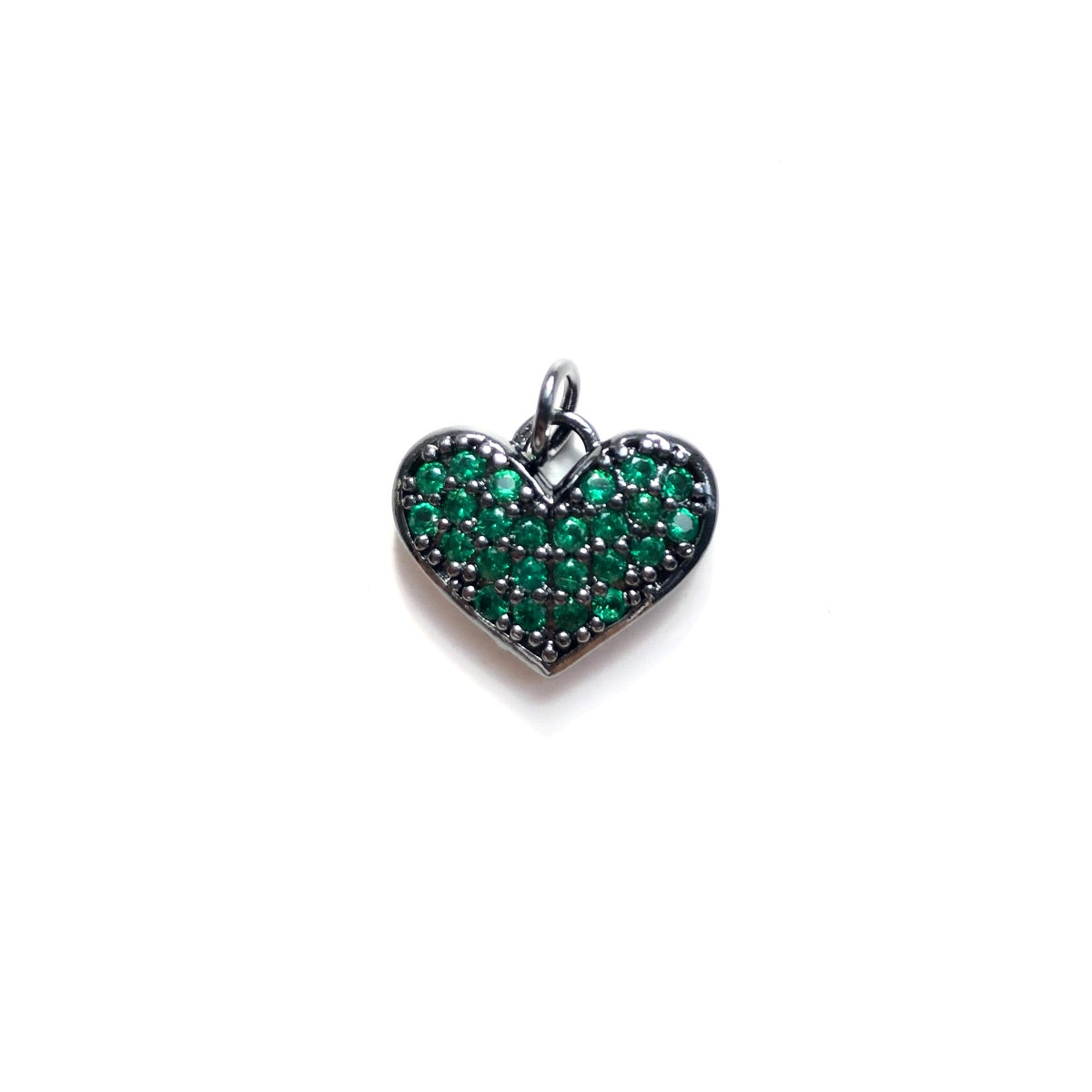 10pcs/lot 15*12mm Small Size Fuchsia CZ Pave Heart Charms