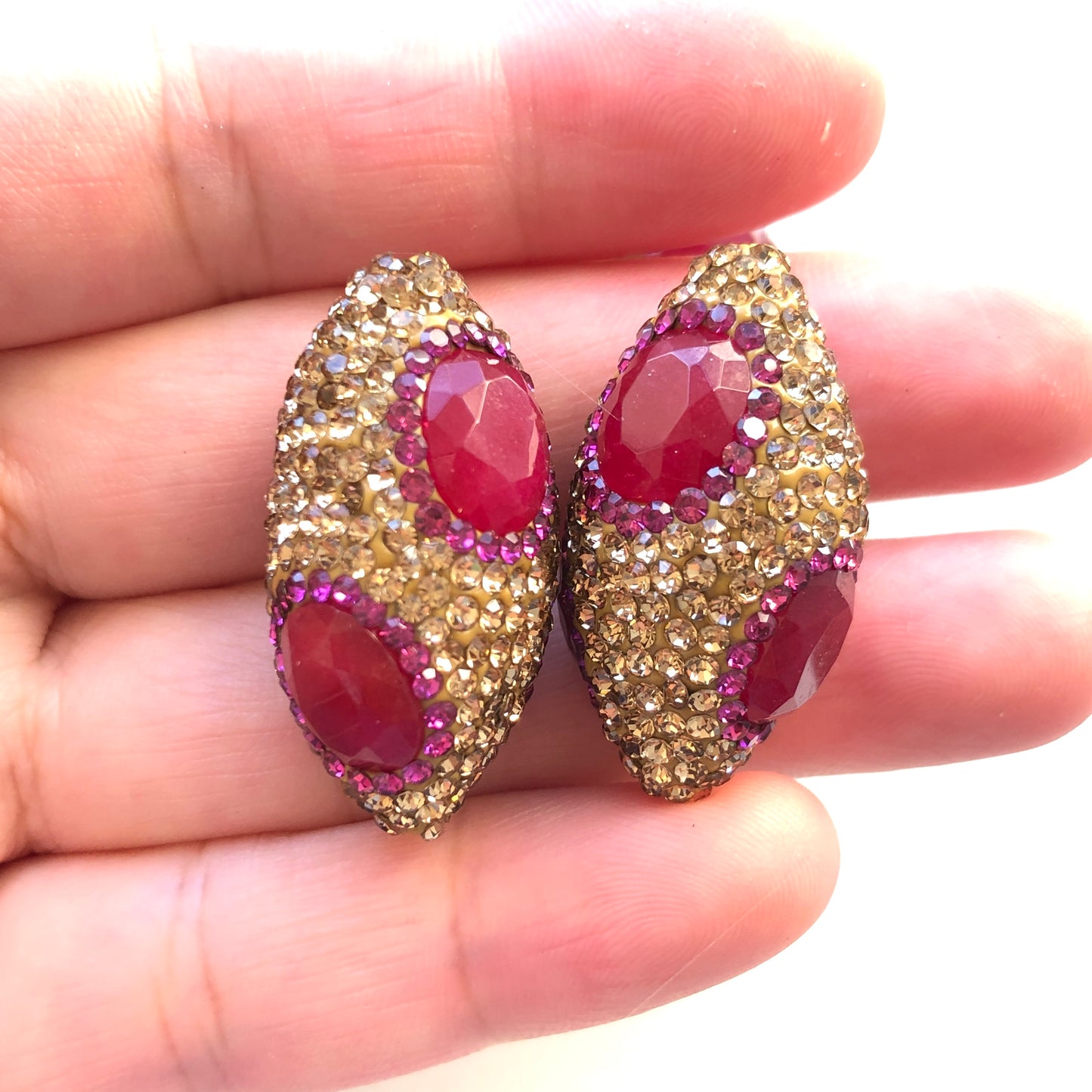 1PC Multicolor Rhinestone Pave Oval Spacers / Focal Beads Style 2 Rhinestone Spacers Focal Beads Charms Beads Beyond