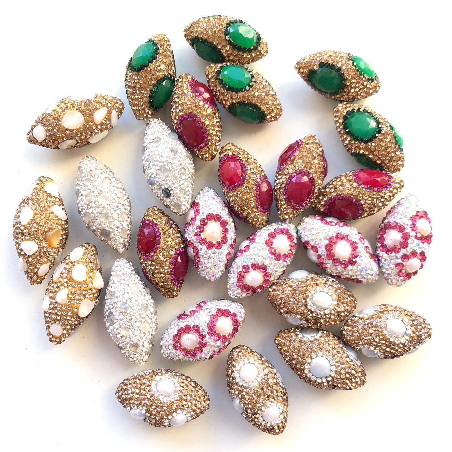 1PC Multicolor Rhinestone Pave Oval Spacers / Focal Beads Rhinestone Spacers Focal Beads Charms Beads Beyond