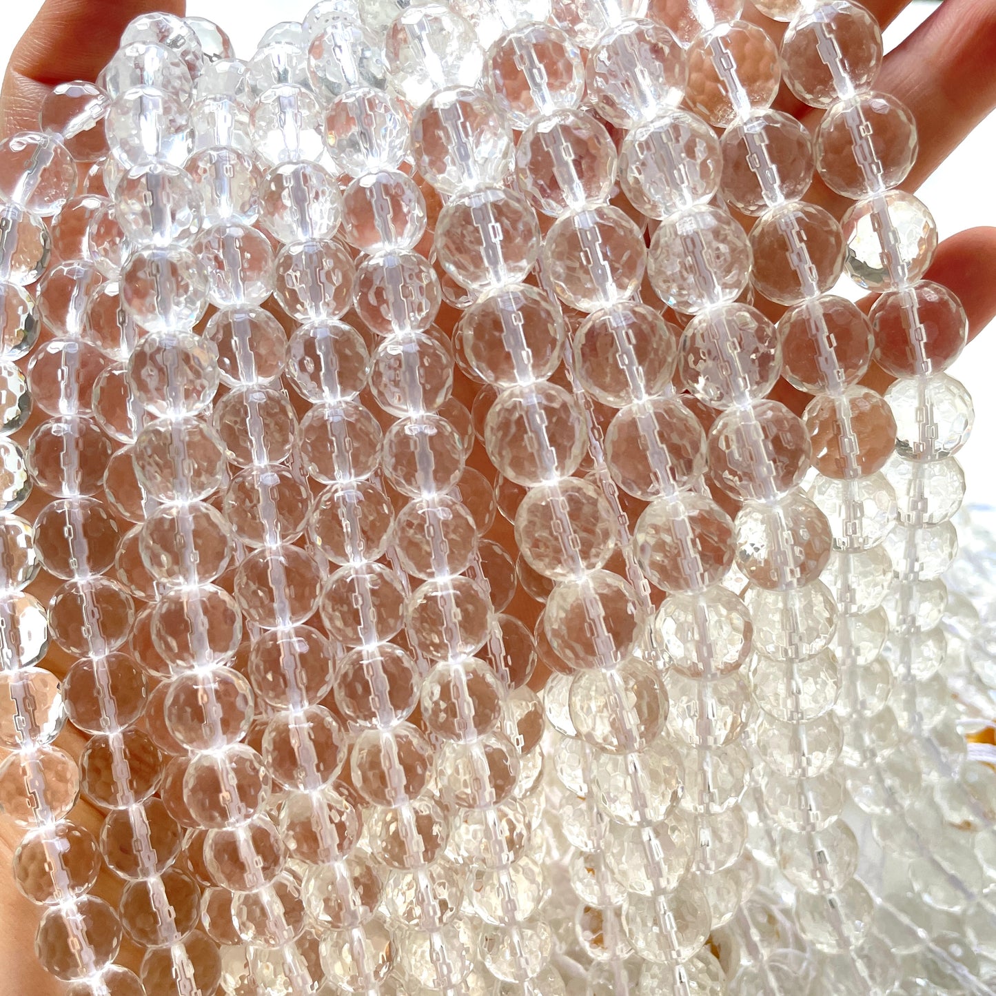 2 Strands/lot 10mm, 12mm Faceted White Crystal Clear Quartz Beads for Jewelry Making Stone Beads 12mm Stone Beads New Beads Arrivals Other Stone Beads Charms Beads Beyond