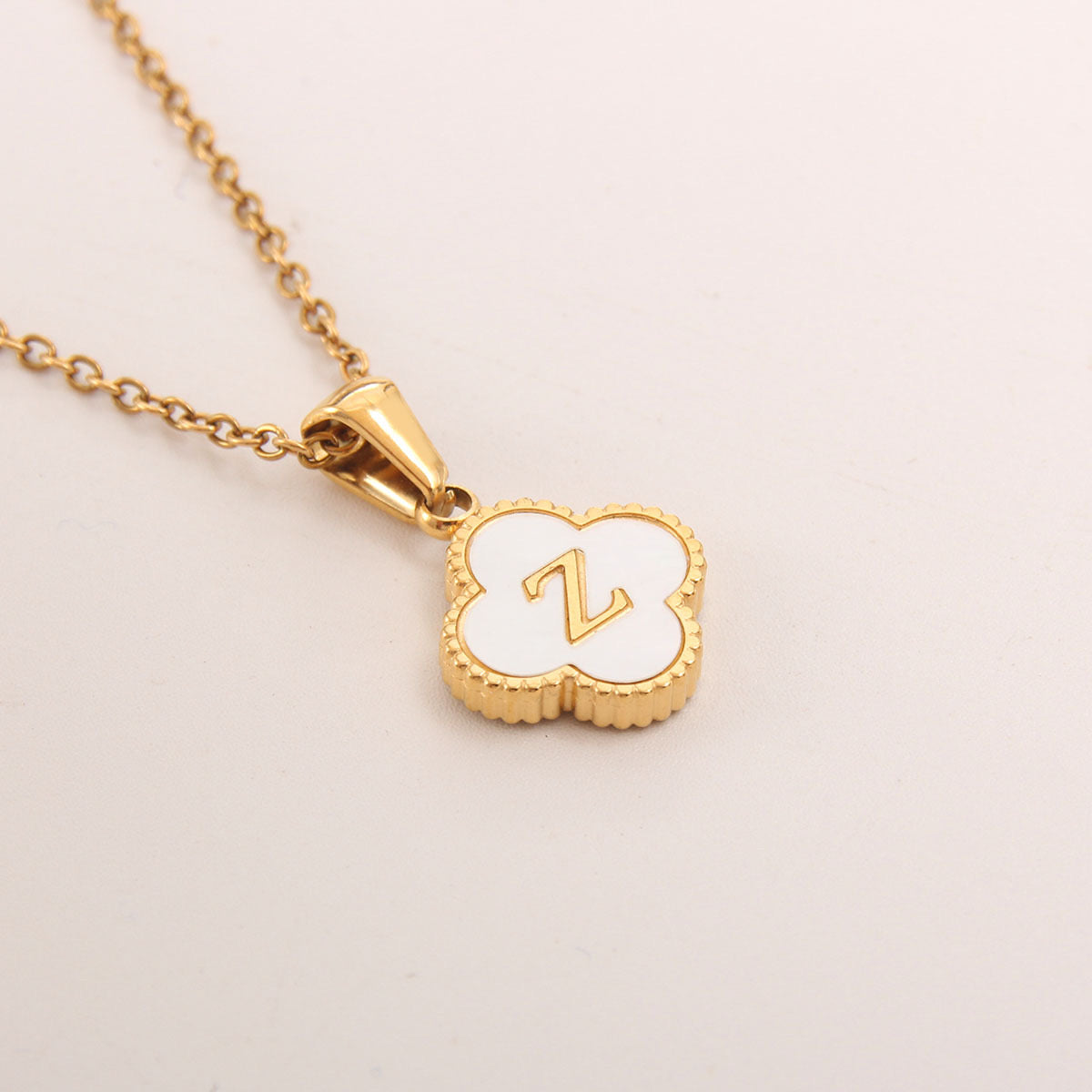 10-26pcs/lot White Shell Stainless Steel Flower Initial Necklaces Necklaces Charms Beads Beyond