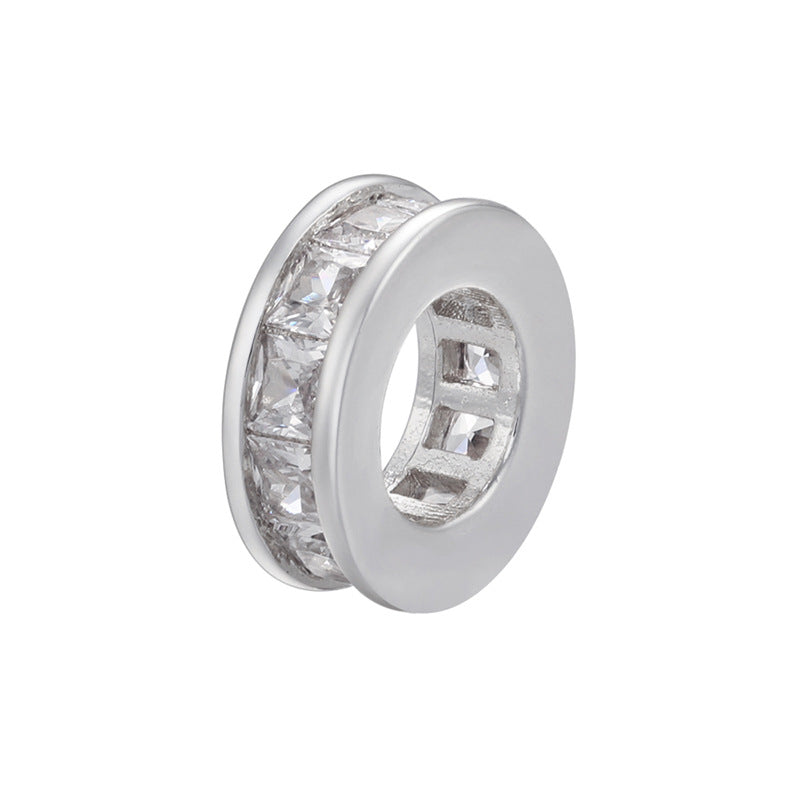 10pcs/lot 10.5*4mm Big Hole CZ Wheel Spacers Silver CZ Paved Spacers Big Hole Beads New Spacers Arrivals Charms Beads Beyond