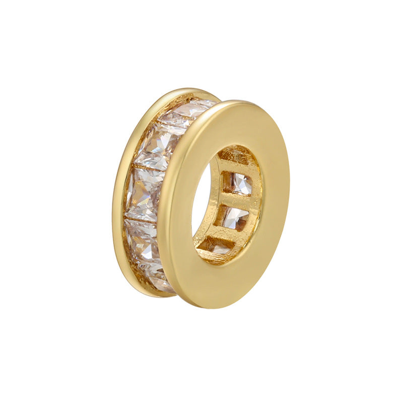 10pcs/lot 10.5*4mm Big Hole CZ Wheel Spacers Gold CZ Paved Spacers Big Hole Beads New Spacers Arrivals Charms Beads Beyond