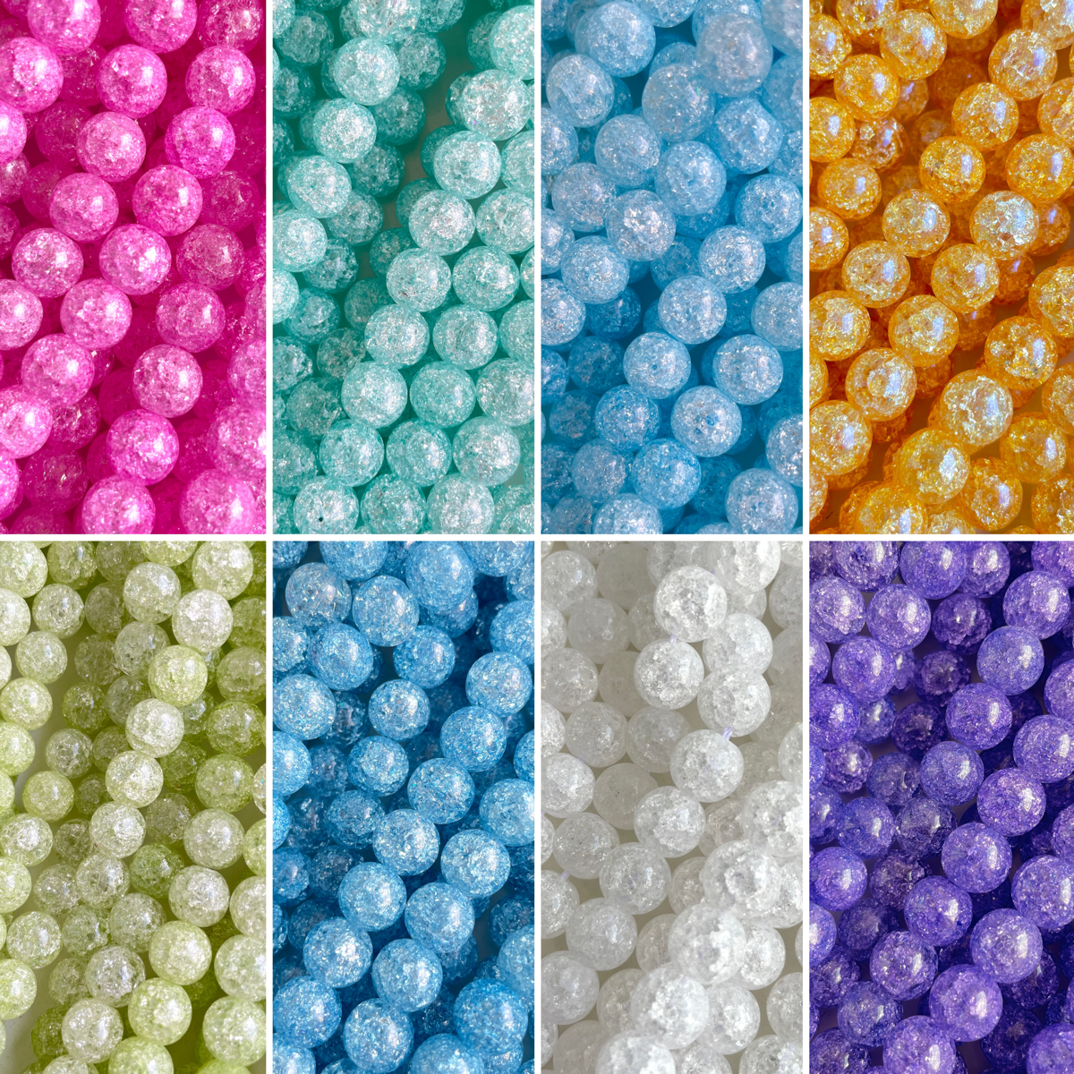 Assorted Colors 10mm Round Crackle Glass Beads (3 Strands)