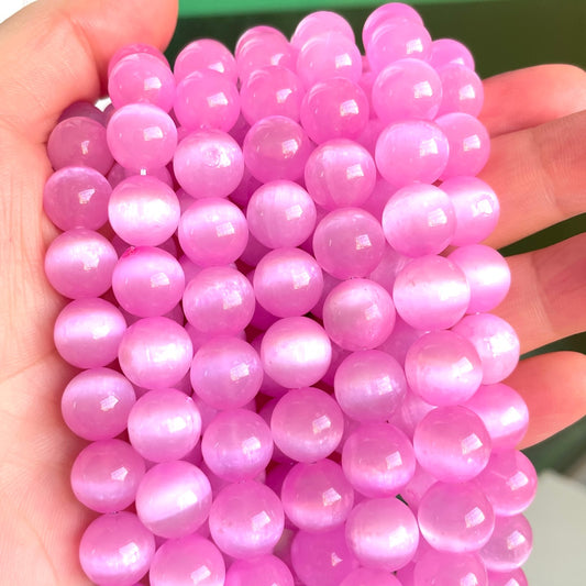 2 Strands/lot 8/10mm Premium Quality Pink Selenite Smooth Beads Stone Beads 8mm Stone Beads New Beads Arrivals Selenite Beads Charms Beads Beyond