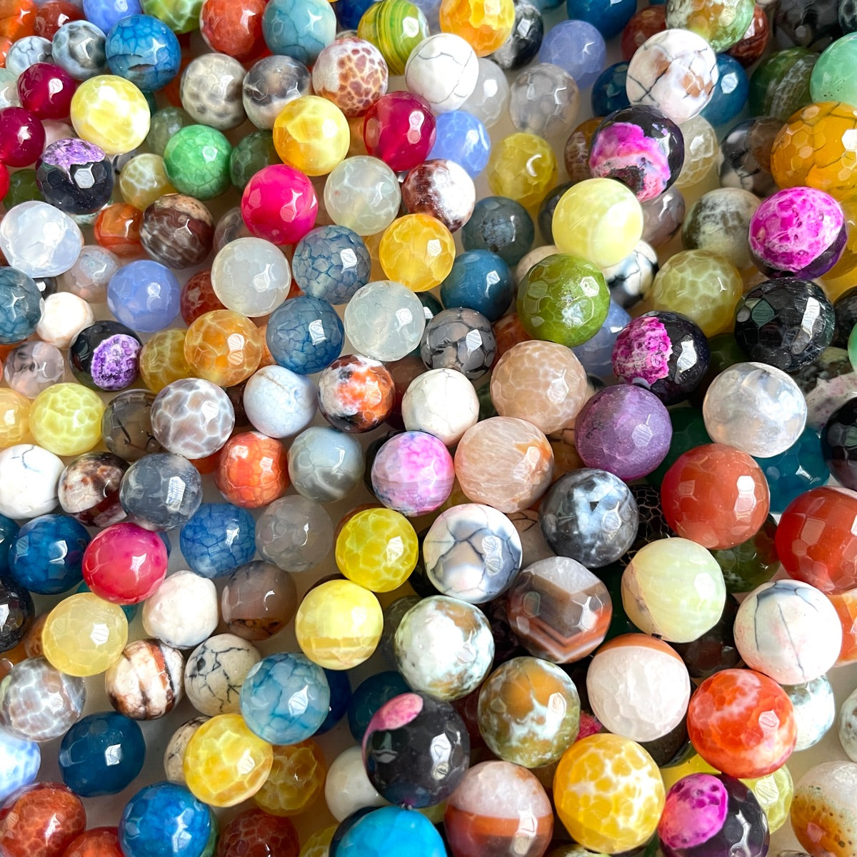 2 Strands/lot 8/1012mm MultIcolor Colorful Fire Agate Faceted Stone Beads Stone Beads Faceted Agate Beads New Beads Arrivals Charms Beads Beyond