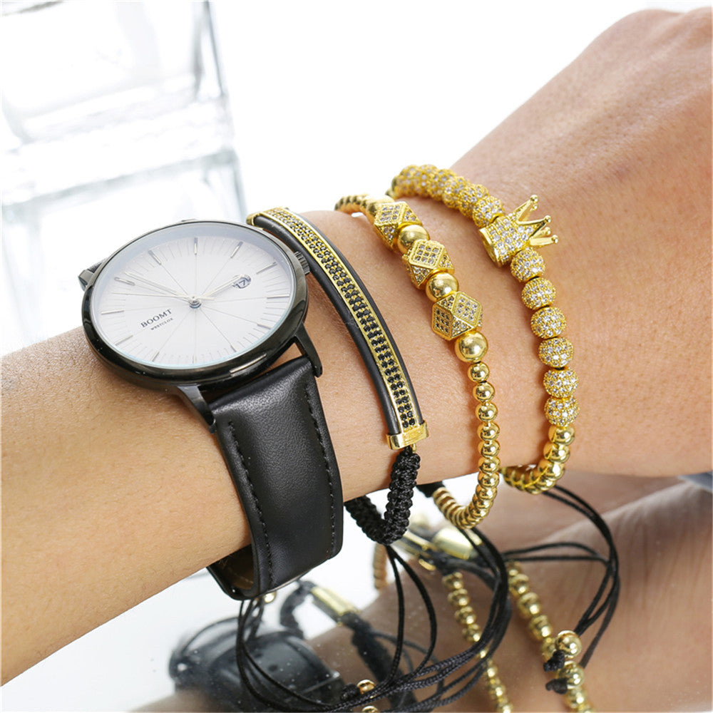 3pcs/set 6mm CZ Ball Beads Clear Octagon Bracelets for Men Men Bracelets Charms Beads Beyond