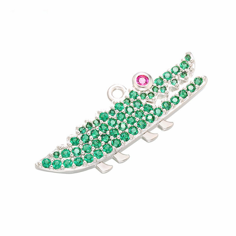 10pcs/lot CZ Paved Crocodile Charms Silver CZ Paved Charms Animals & Insects Charms Beads Beyond