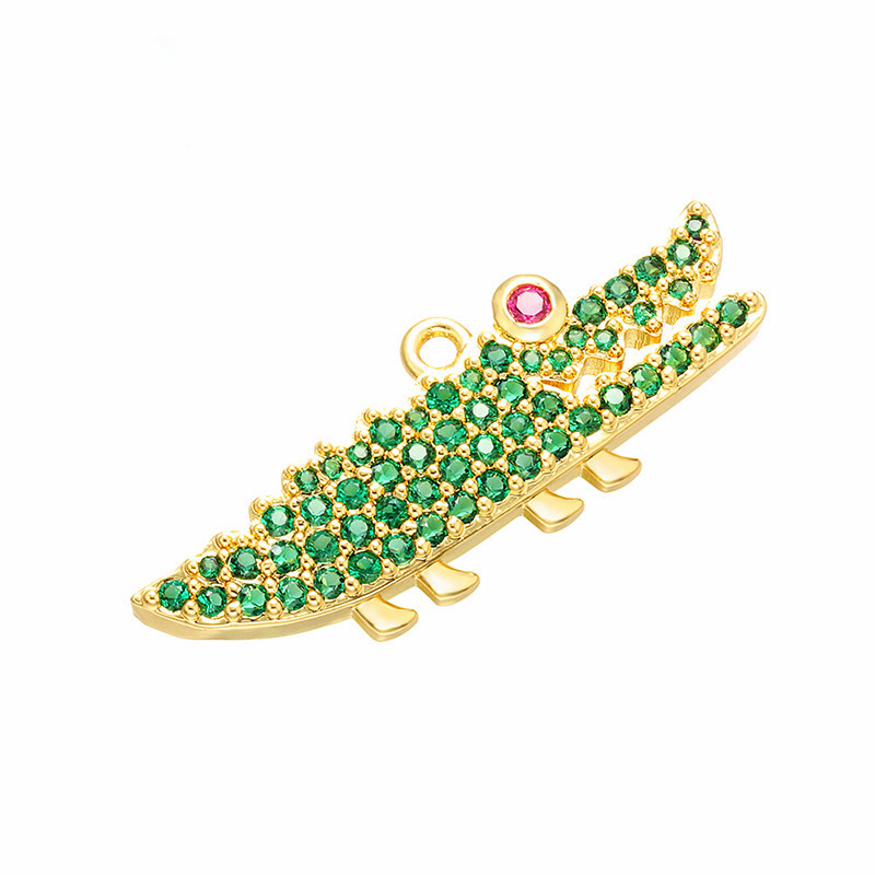 10pcs/lot CZ Paved Crocodile Charms Gold CZ Paved Charms Animals & Insects Charms Beads Beyond