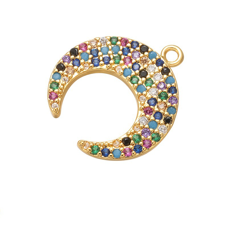 20pcs/lot Multicolor CZ Paved Rainbow and Moon Mix Charms Set Model A CZ Paved Charms Colorful Zirconia Sun Moon Stars Charms Beads Beyond