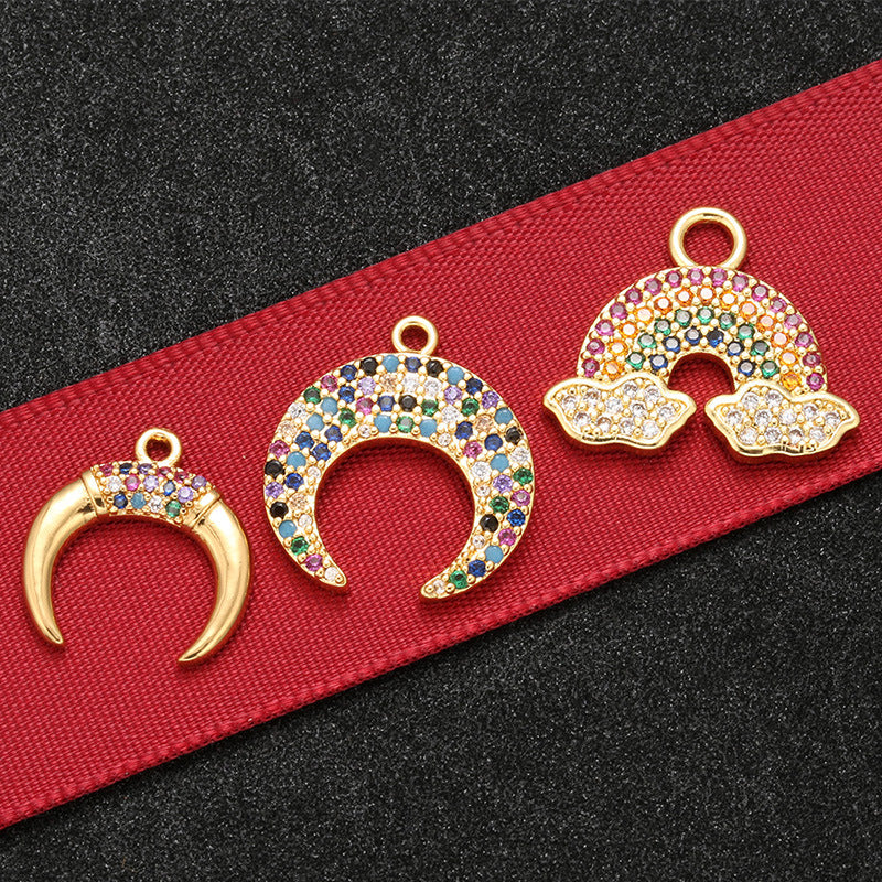20pcs/lot Multicolor CZ Paved Rainbow and Moon Mix Charms Set CZ Paved Charms Colorful Zirconia Sun Moon Stars Charms Beads Beyond