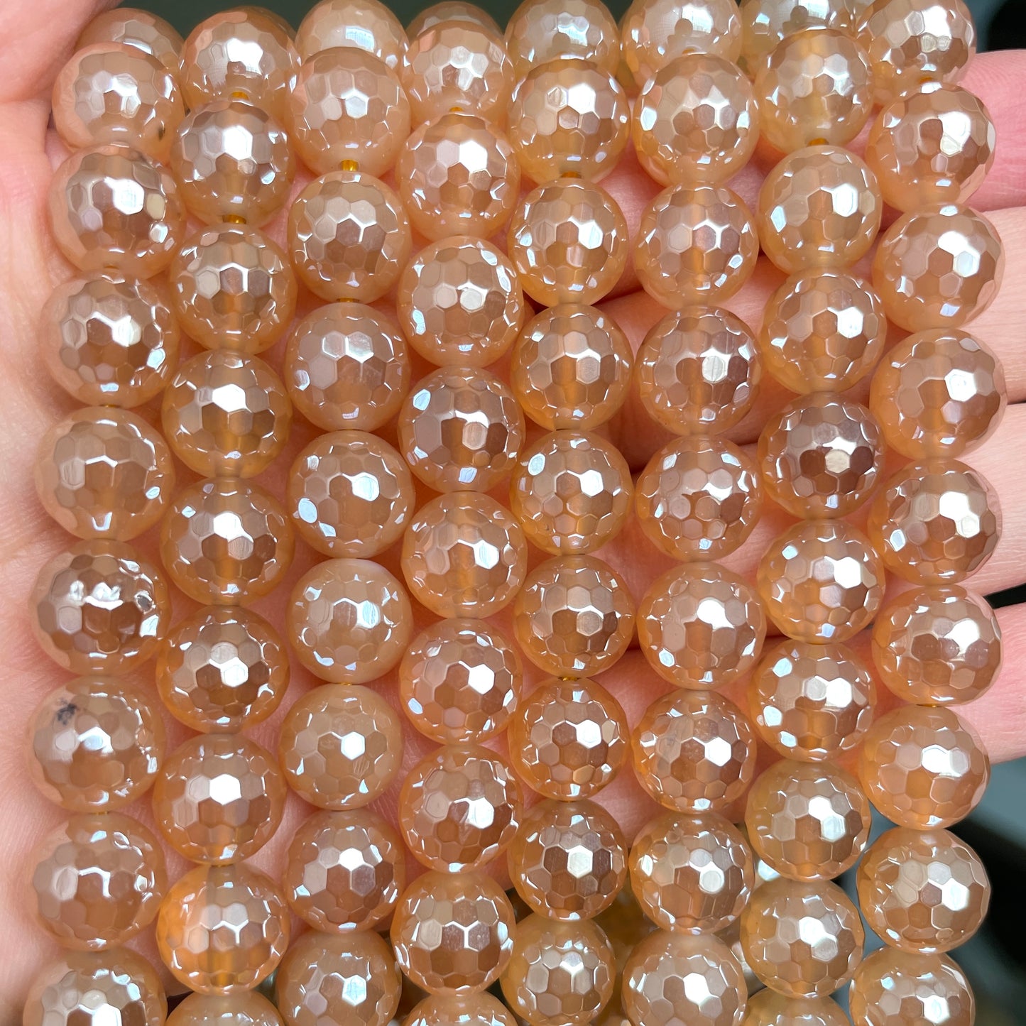 10, 12mm Electroplated Champagne Agate Stone Faceted Beads--Grade A Premium Quality Electroplated Beads 12mm Stone Beads New Beads Arrivals Premium Quality Agate Beads Charms Beads Beyond