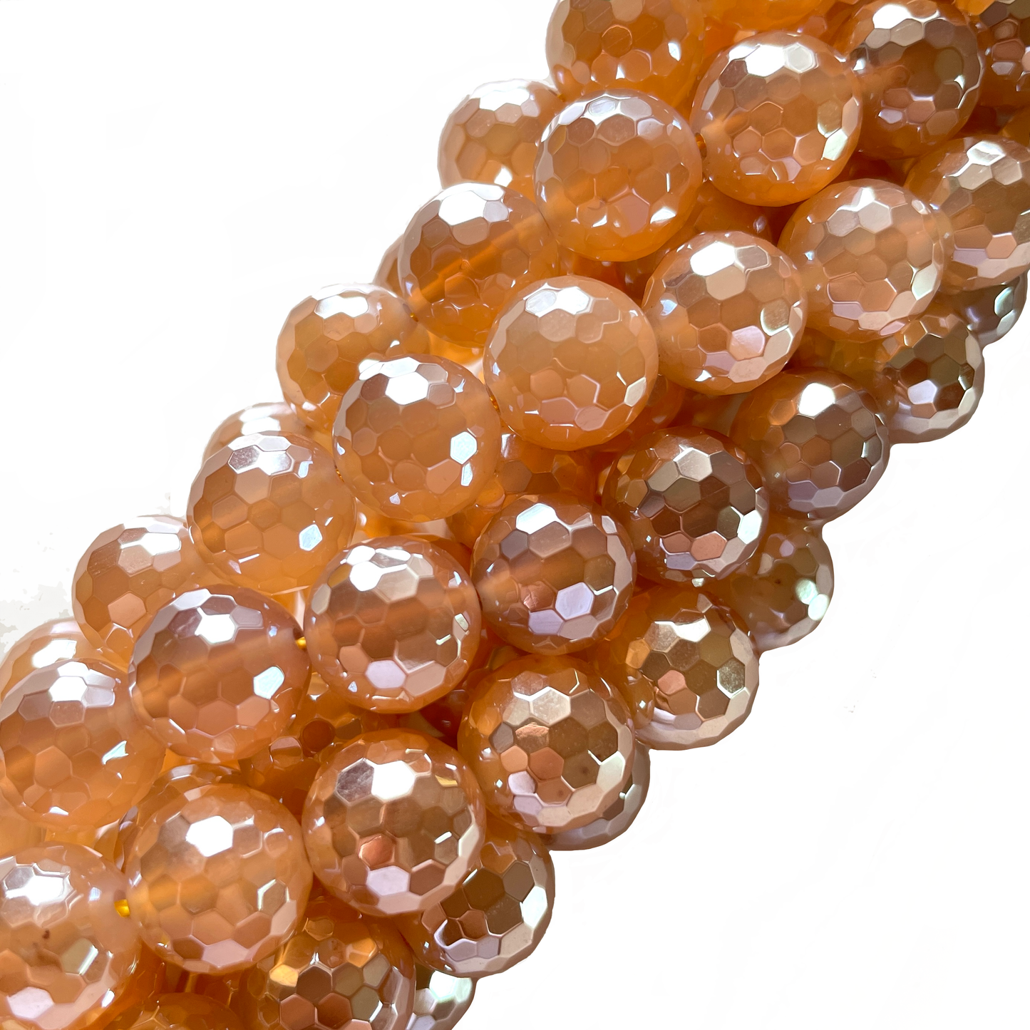 10, 12mm Electroplated Champagne Agate Stone Faceted Beads--Grade A Premium Quality Electroplated Beads 12mm Stone Beads New Beads Arrivals Premium Quality Agate Beads Charms Beads Beyond