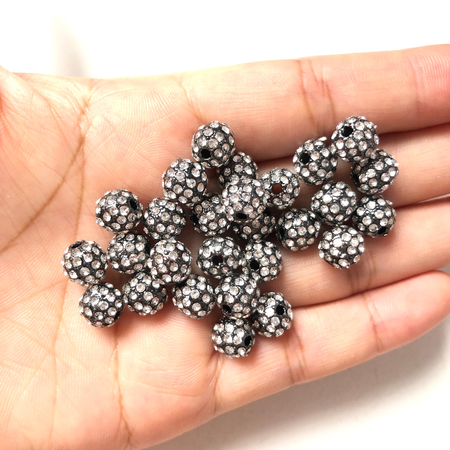 20-50pcs/lot 8mm Gunmetal CZ Paved Alloy Ball Spacers Alloy Spacers & Wholesale Charms Beads Beyond