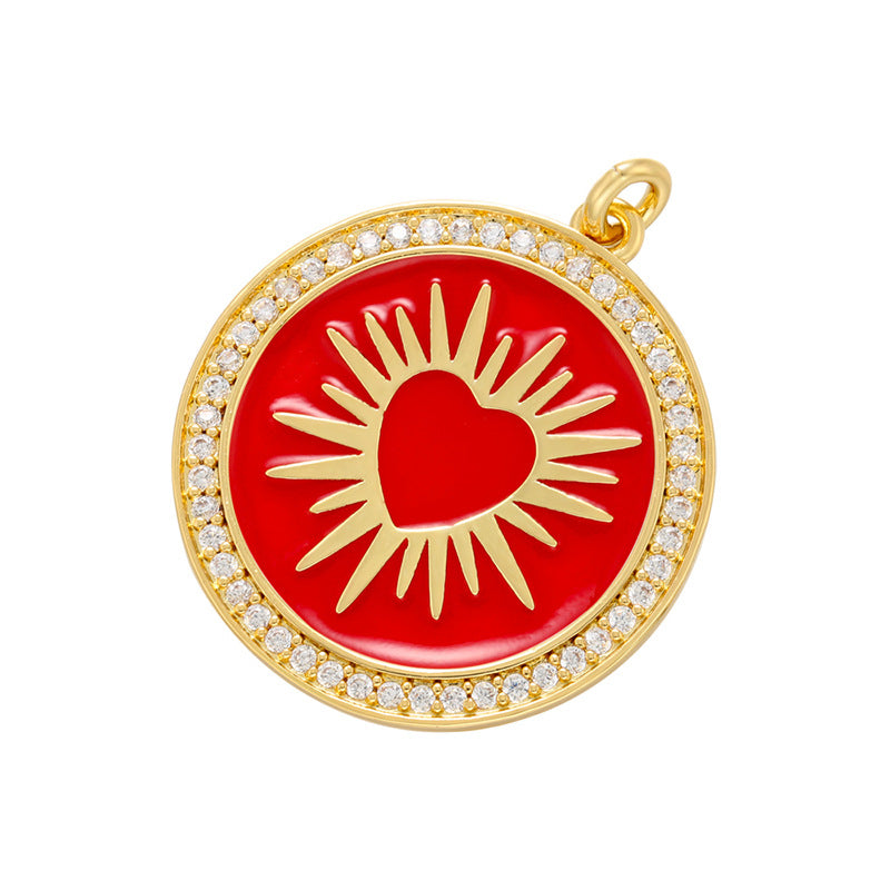 10pcs/lot 31*26mm Enamel Heart Round Charm for Bracelet & Necklace Making Red Enamel Charms Charms Beads Beyond