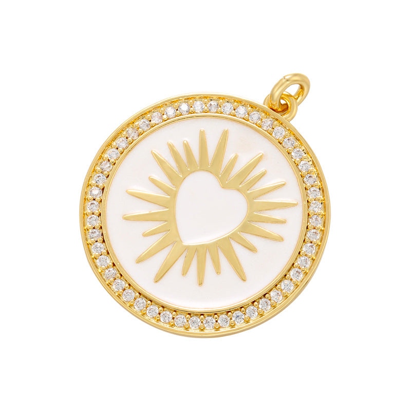 10pcs/lot 31*26mm Enamel Heart Round Charm for Bracelet & Necklace Making White Enamel Charms Charms Beads Beyond