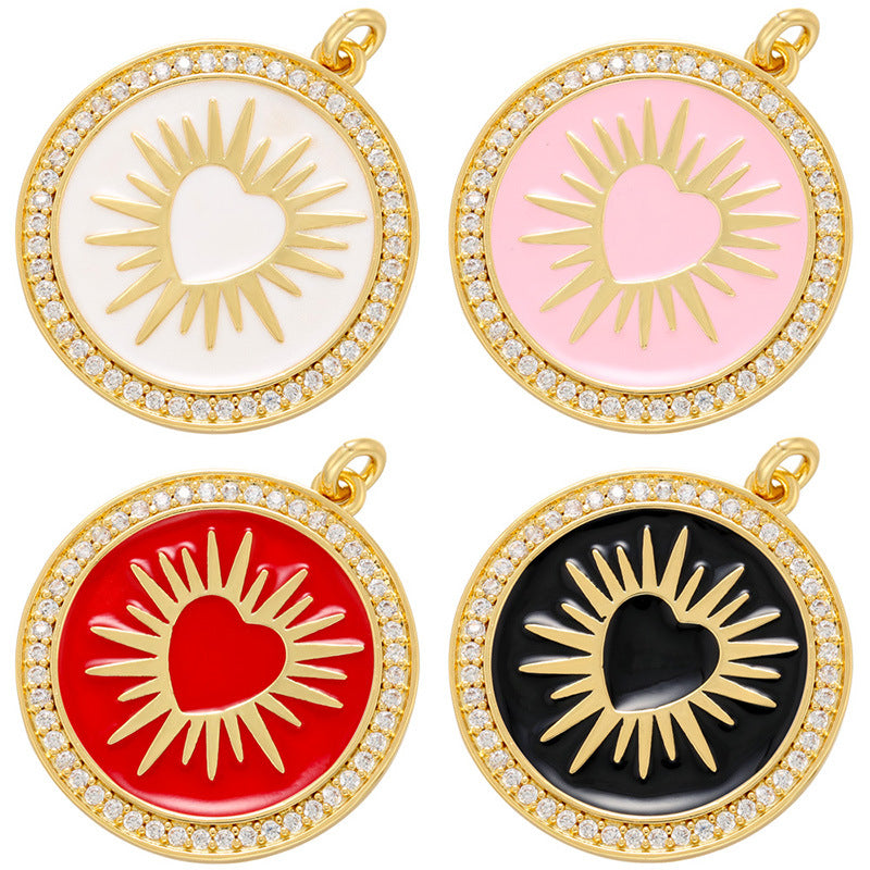 10pcs/lot 31*26mm Enamel Heart Round Charm for Bracelet & Necklace Making Mix Colors Enamel Charms Charms Beads Beyond