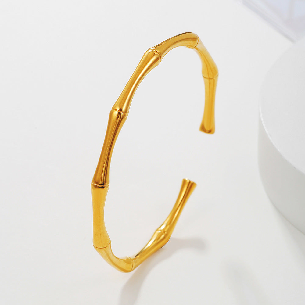 5pcs /lot Bamboo Style Stainless Steel Open Bangles for Women Women Bracelets Charms Beads Beyond