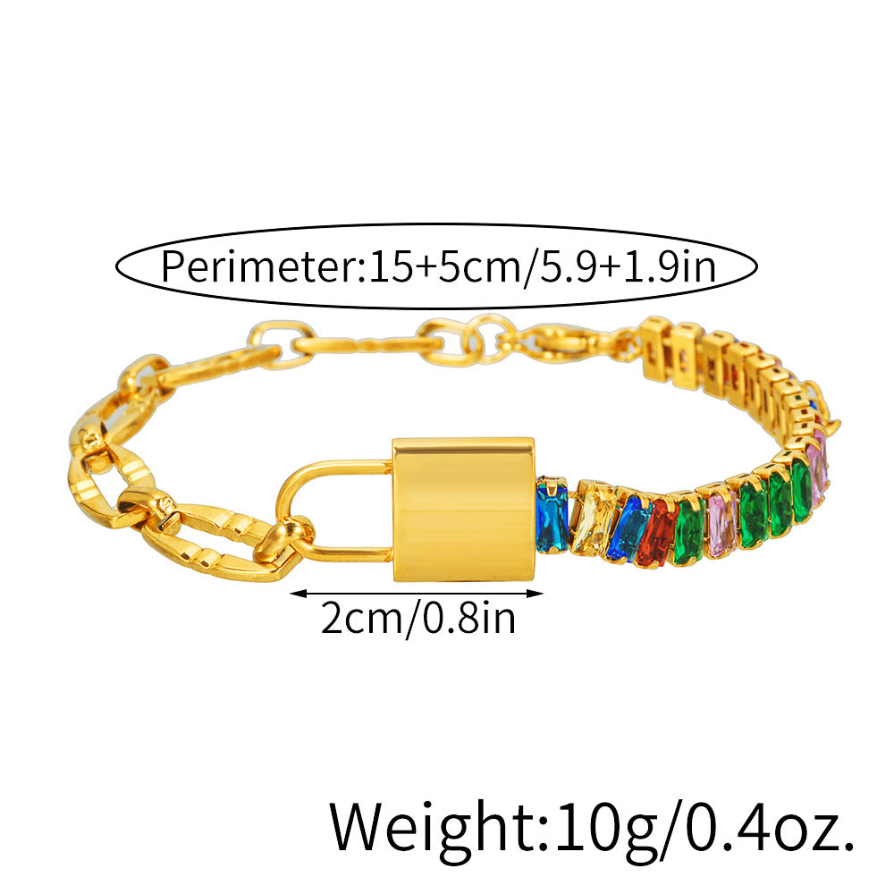 5pcs /lot Stainless Steel Multicolor CZ Lock Bracelets for Women Women Bracelets Charms Beads Beyond