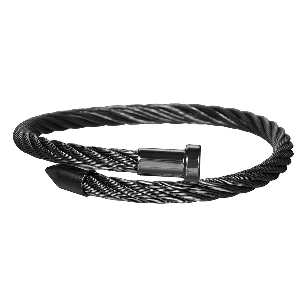 5pcs /lot Nail Style Stainless Steel Open Bangles for Men & Women Black Women & Men Bracelets Charms Beads Beyond