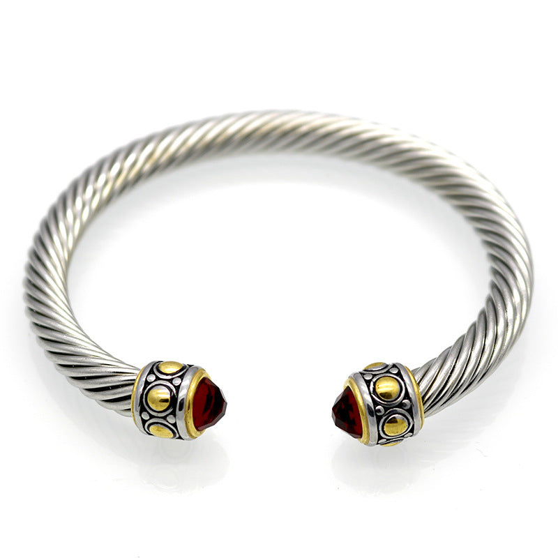 5pcs/lot Stainless Steel Colorful Diamond Open Bangle for Women Red Rhinestone Women Bracelets Charms Beads Beyond