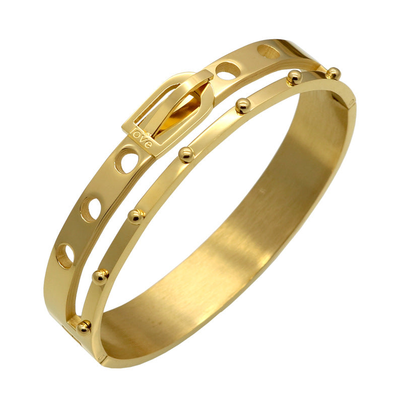 5pcs/lot Stainless Steel Belt Shape Love Word Bangle for Women Women Bracelets Charms Beads Beyond