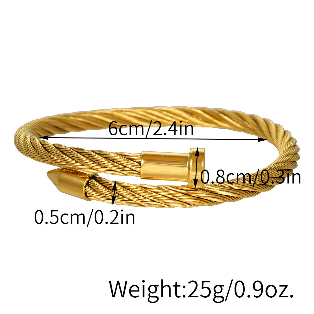 5pcs /lot Nail Style Stainless Steel Open Bangles for Men & Women Women & Men Bracelets Charms Beads Beyond