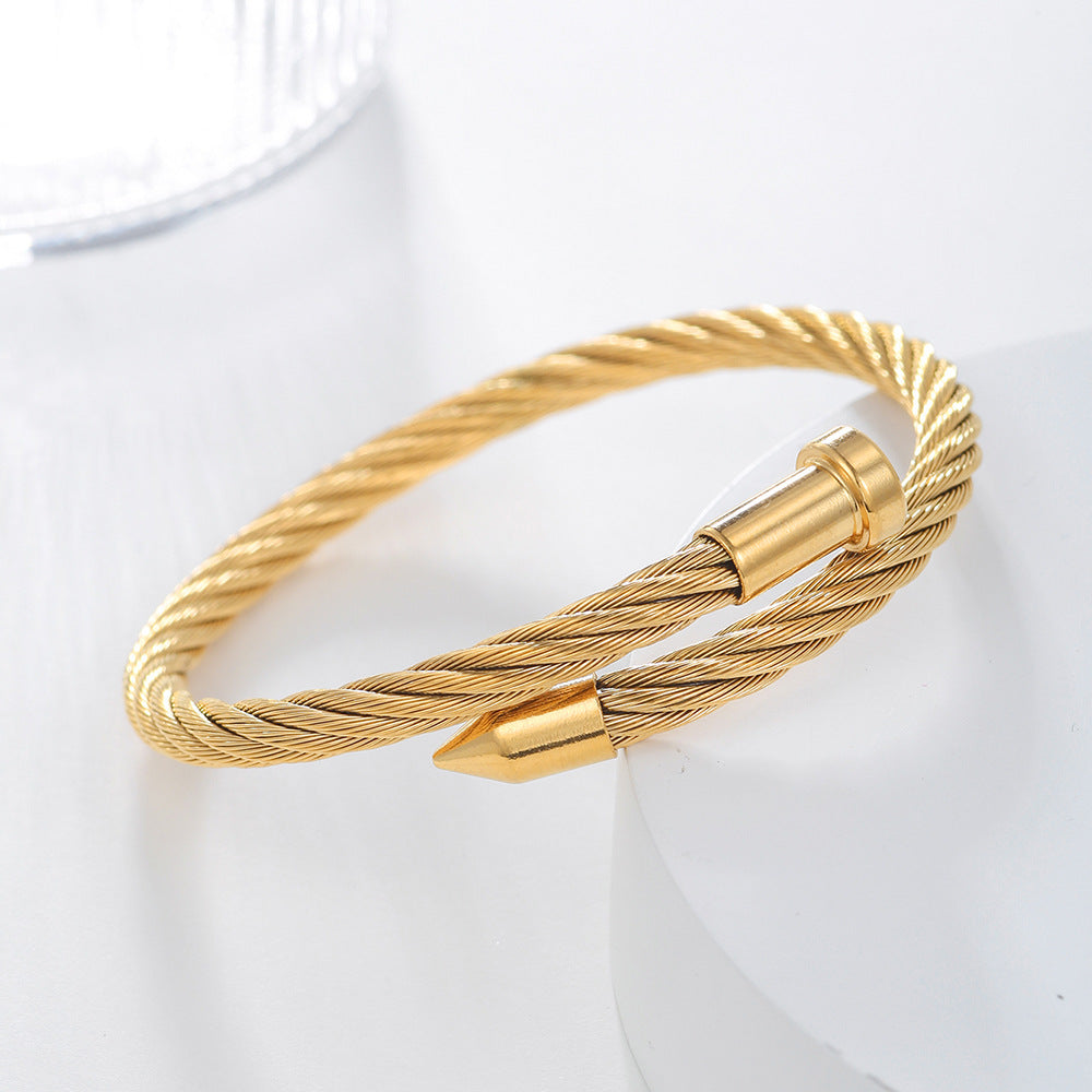 5pcs /lot Nail Style Stainless Steel Open Bangles for Men & Women Women & Men Bracelets Charms Beads Beyond