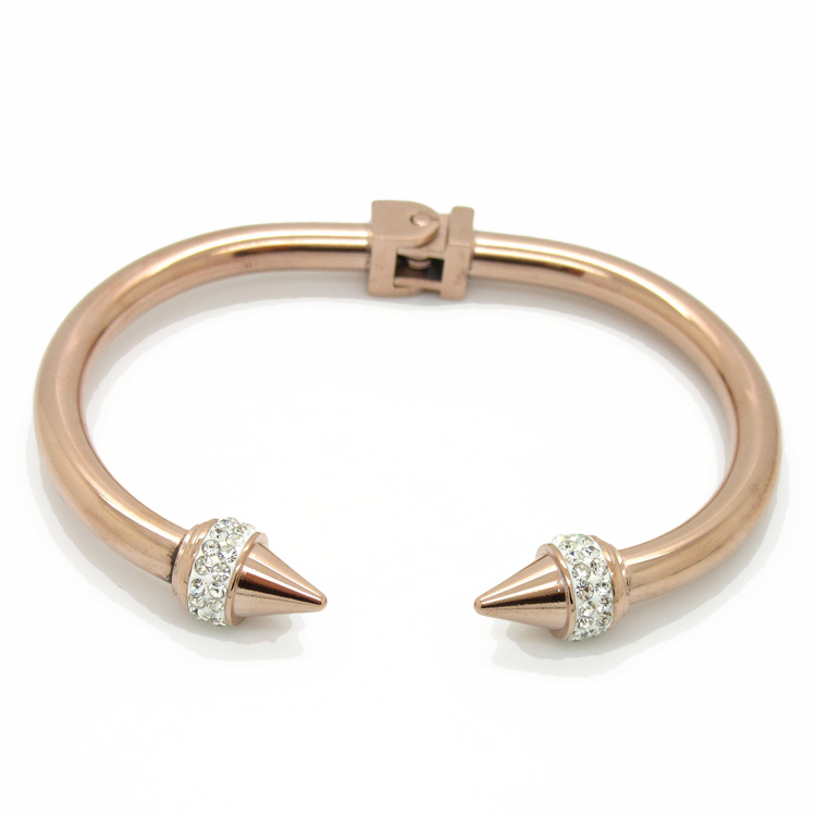 5pcs/lot Stainless Steel Rhinestone Pave Double Nail Bangle for Women Women Bracelets Charms Beads Beyond