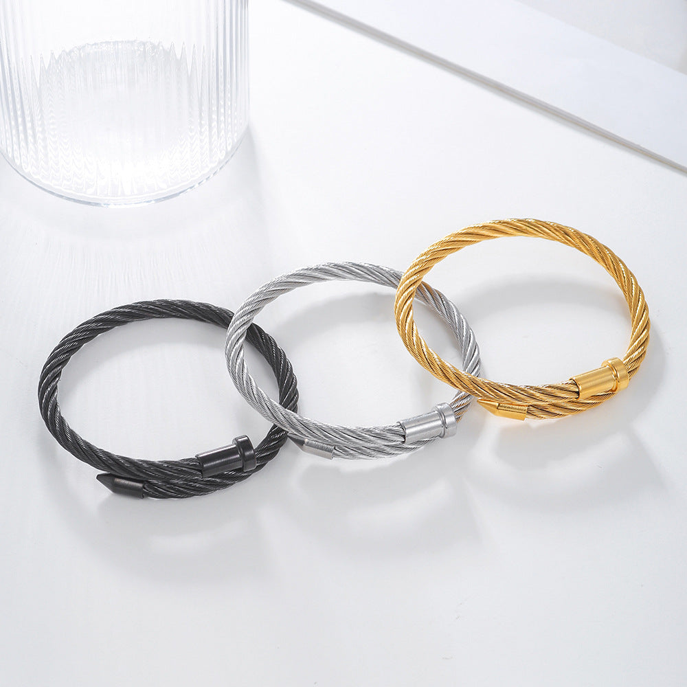 5pcs /lot Nail Style Stainless Steel Open Bangles for Men & Women Mix Colors Women & Men Bracelets Charms Beads Beyond