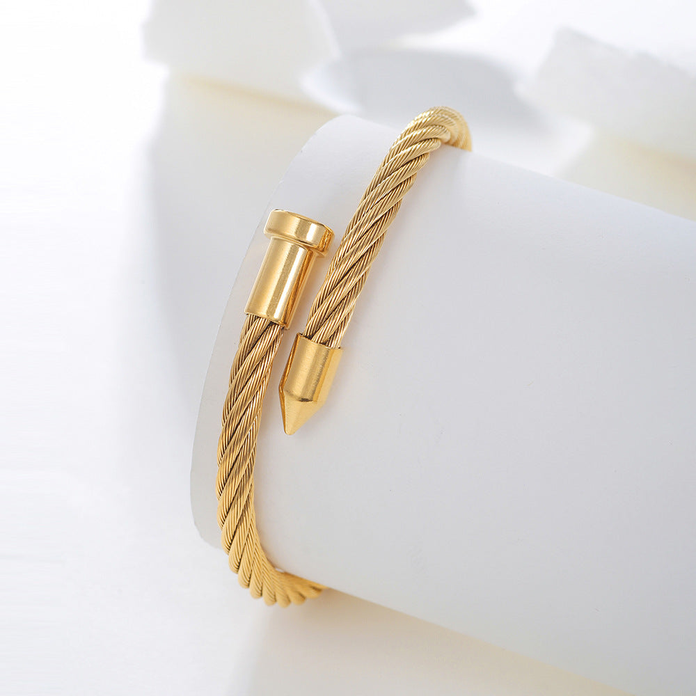 5pcs /lot Nail Style Stainless Steel Open Bangles for Men & Women Women & Men Bracelets Charms Beads Beyond