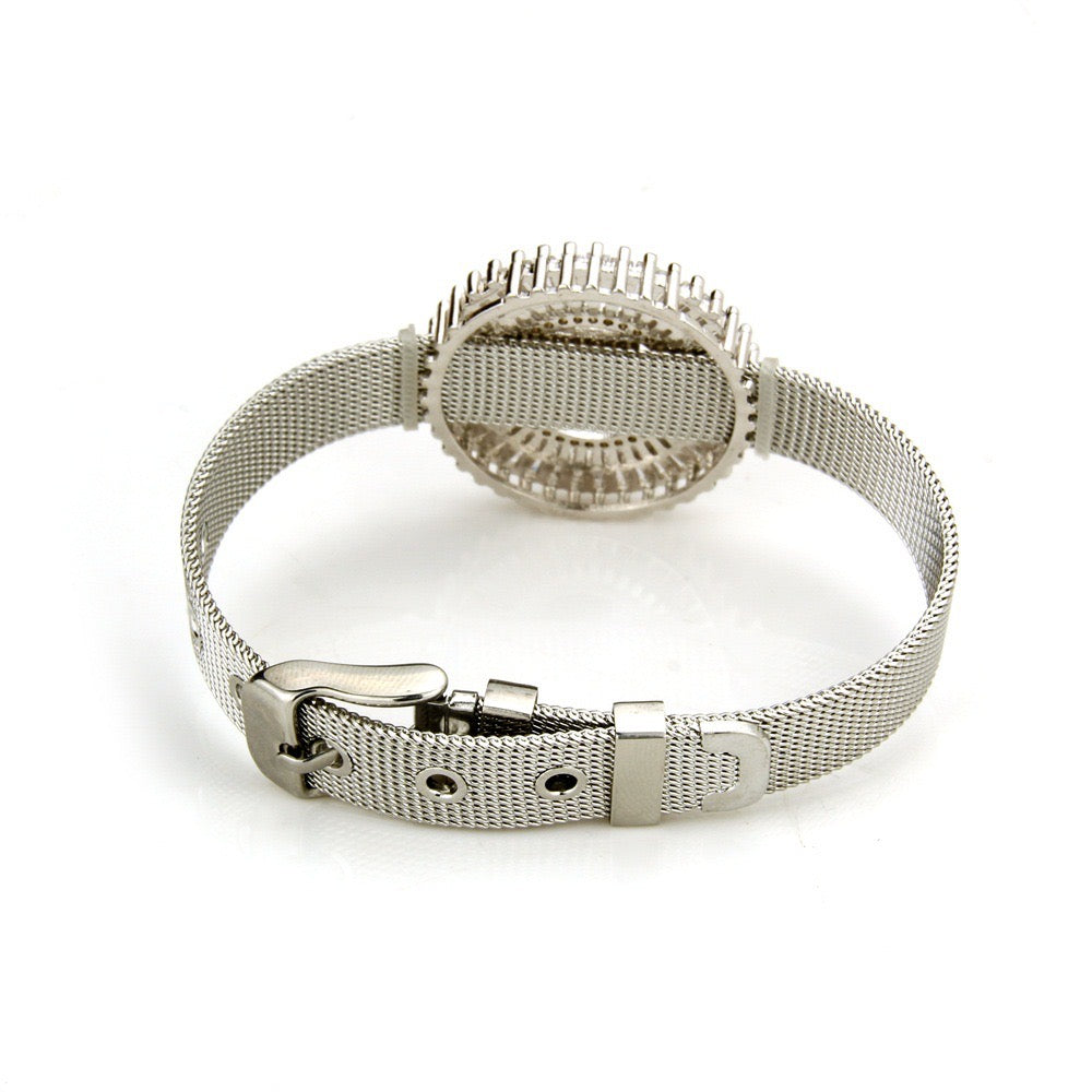 10pcs/lot CZ Paved Initial Alphabet Charm Stainless Steel Bracelet -Silver Women Bracelets Charms Beads Beyond