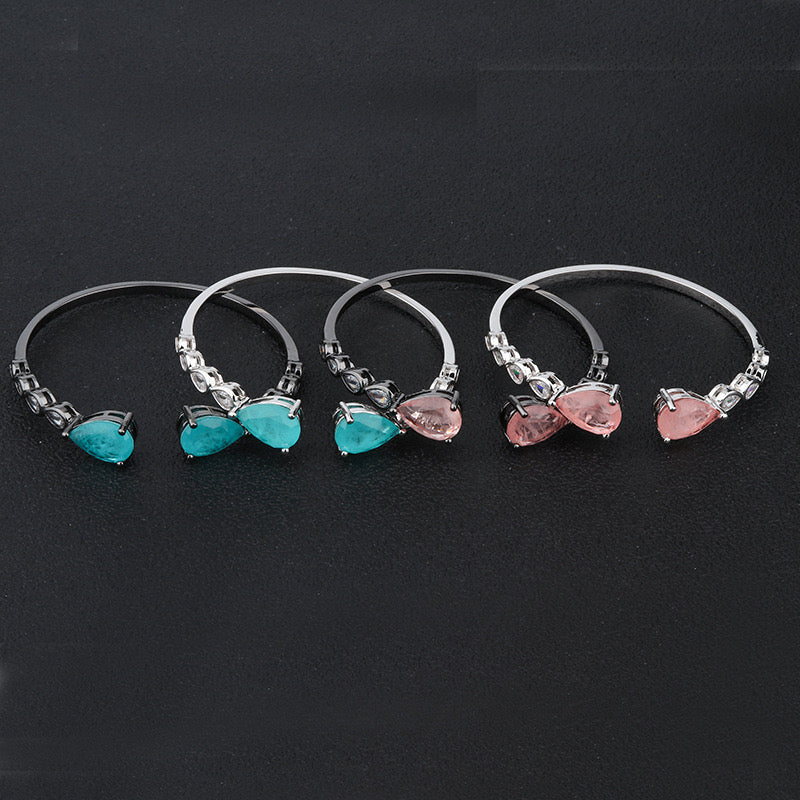 4pcs/lot Pink/Green CZ Paved Open Bracelet Women Bracelets Charms Beads Beyond