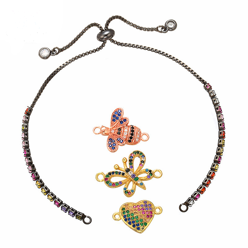 5pcs/lot 2.5mm Multicolor CZ Open Adjustable Bracelet Women Bracelets Charms Beads Beyond