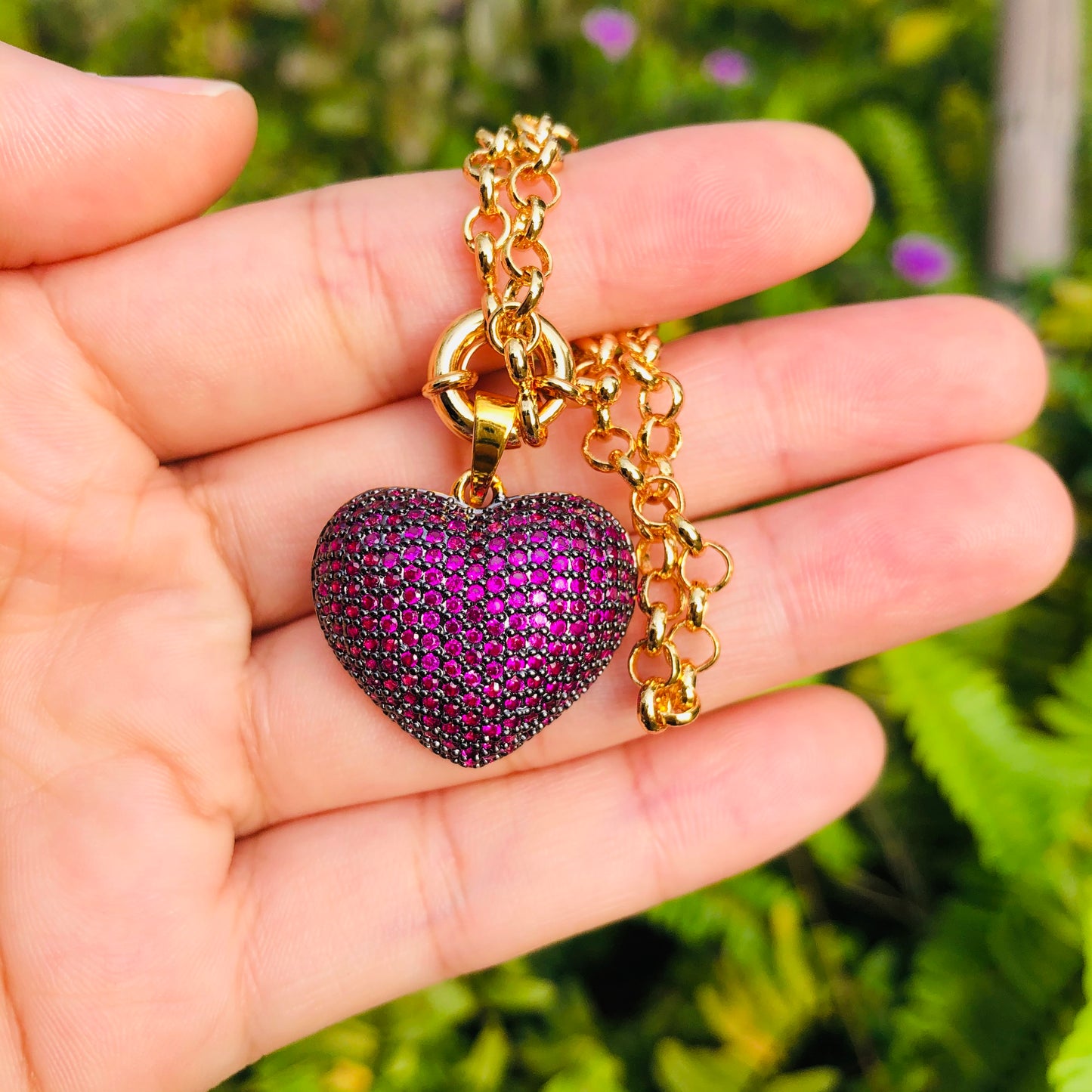 5pcs/lot Multicolor CZ Paved Heart Bracelet Fuchsia Women Bracelets Charms Beads Beyond