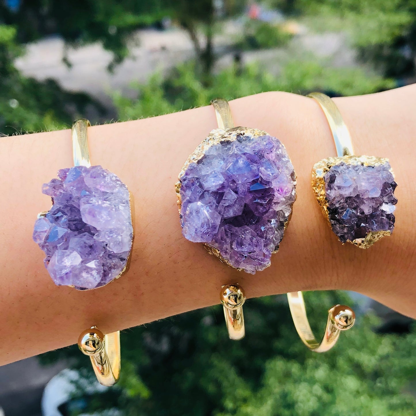 5pcs/lot Amethyst Druzy Gold Bracelet Women Bracelets Charms Beads Beyond