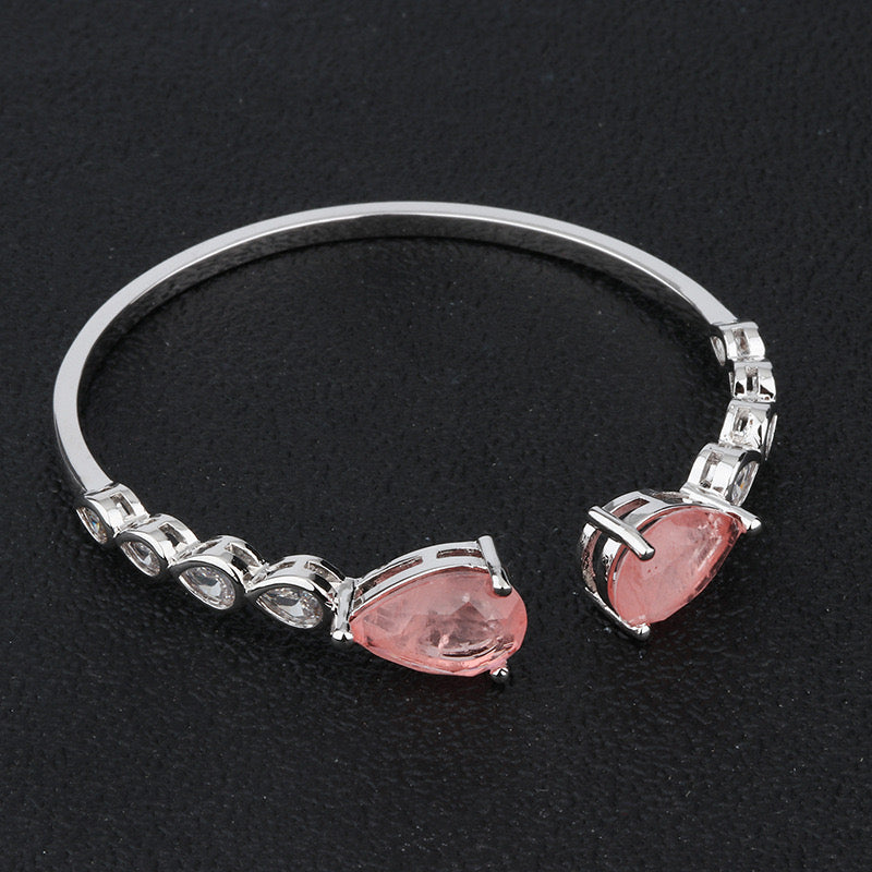 4pcs/lot Pink/Green CZ Paved Open Bracelet Women Bracelets Charms Beads Beyond