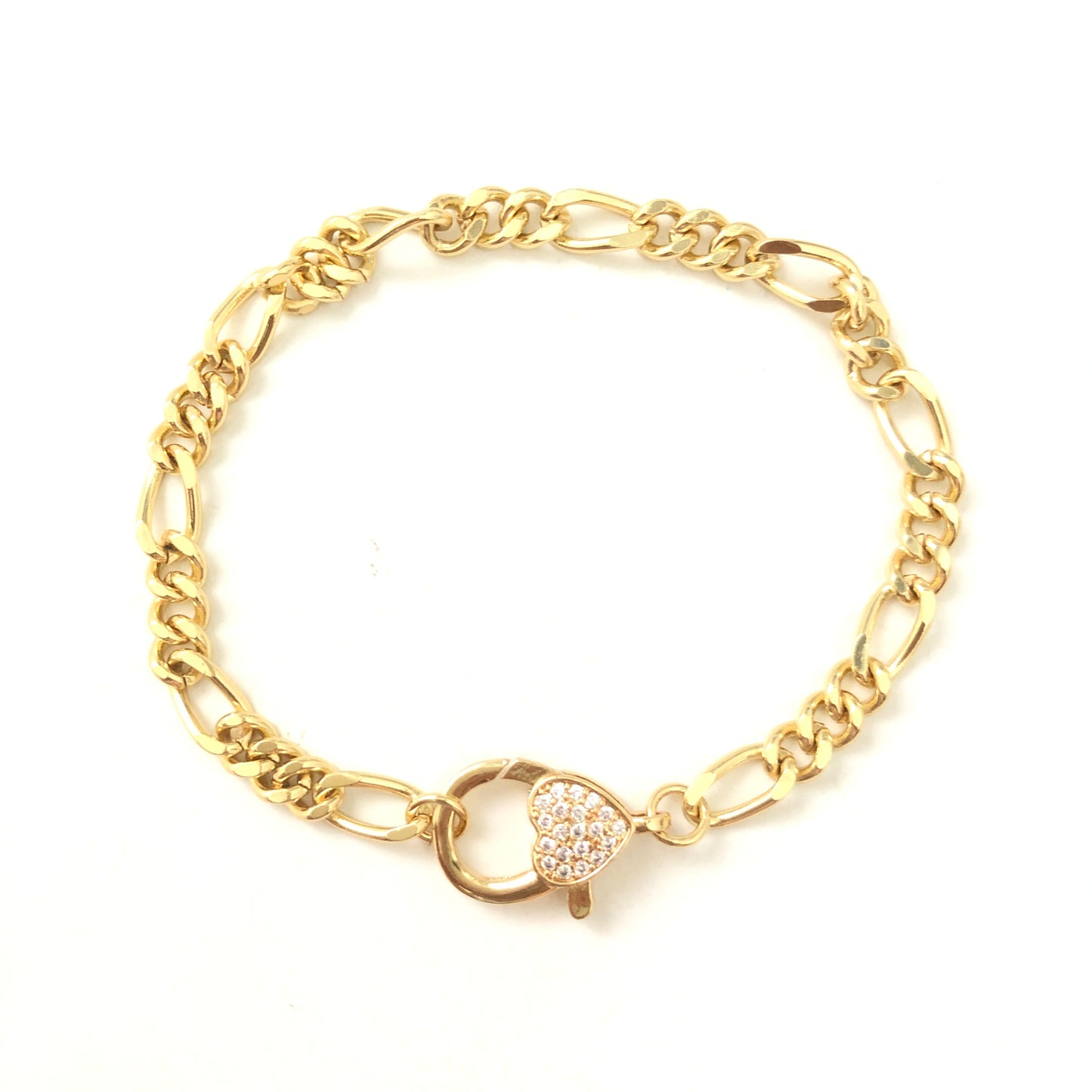5pcs/lot 7/8/9 inch Heart Clasp Gold Plated Chain Bracelet Women Bracelets Charms Beads Beyond