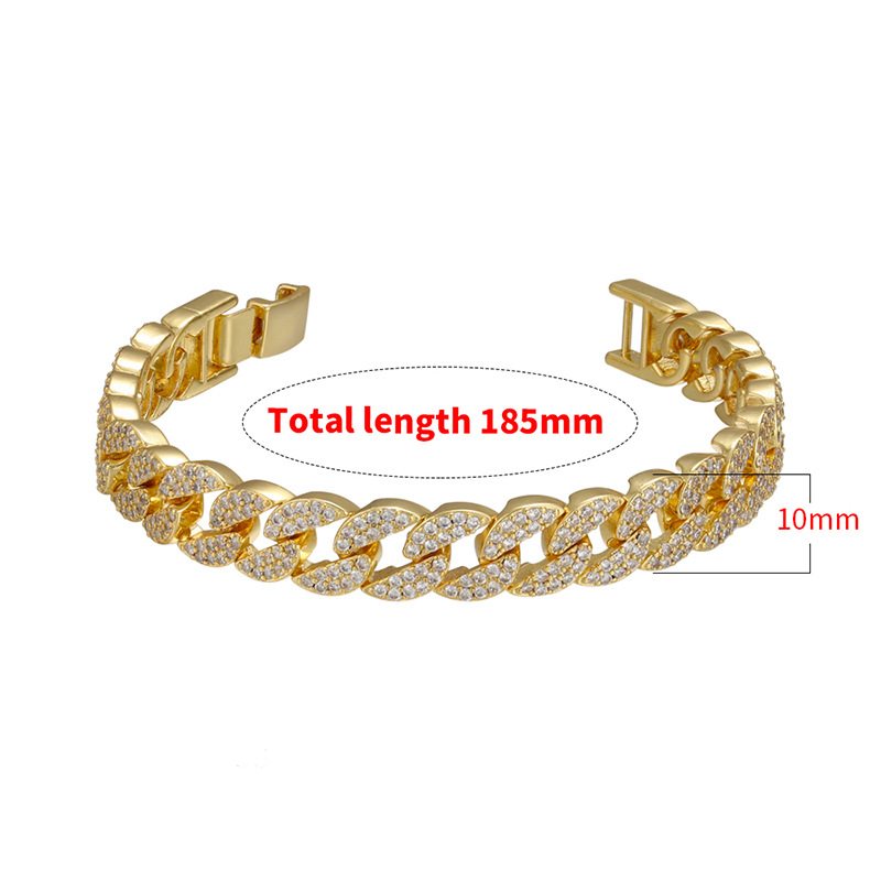 2pcs/lot 7inch Gold Silver Rose Gold CZ Pave Cuban Chain Bracelet Cuban Chains Charms Beads Beyond