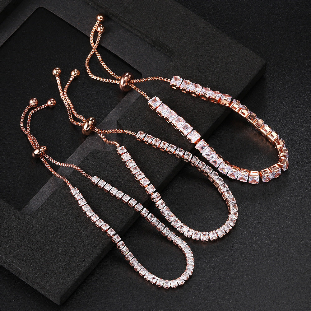 10pcs/lot 2.5/3/4mm Square CZ Paved Adjustable Tennis Bracelets Women Bracelets Charms Beads Beyond