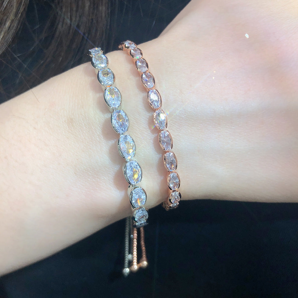 10pcs/lot Adjustable Fashion Egg CZ Tennis Chain Bracelets Women Bracelets Charms Beads Beyond