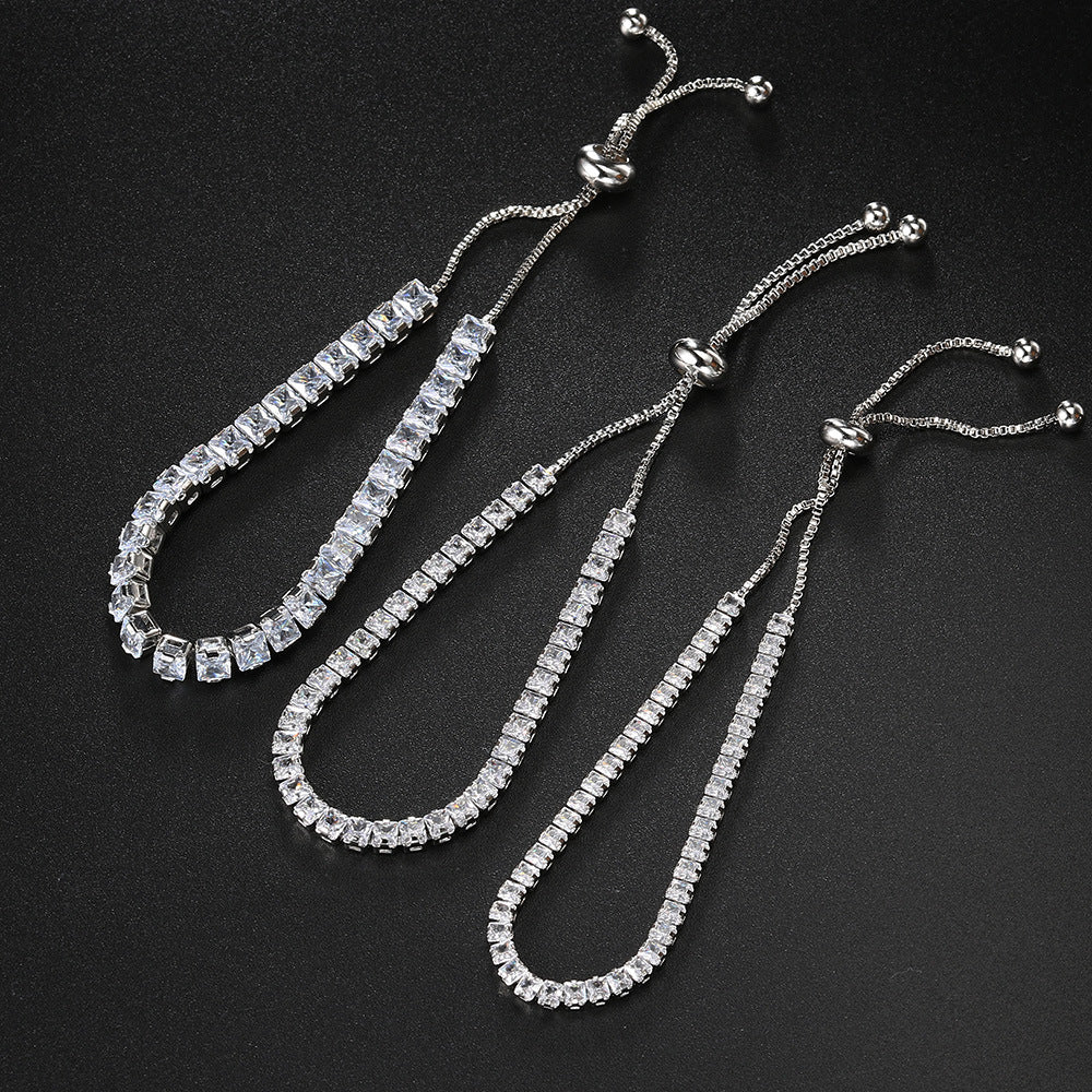 10pcs/lot 2.5/3/4mm Square CZ Paved Adjustable Tennis Bracelets Women Bracelets Charms Beads Beyond