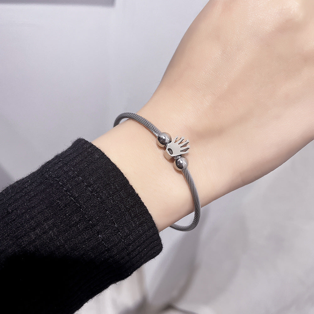 5pcs/lot Crown Stainless Steel Open Adjustable Bangle for Women Women Bracelets Charms Beads Beyond