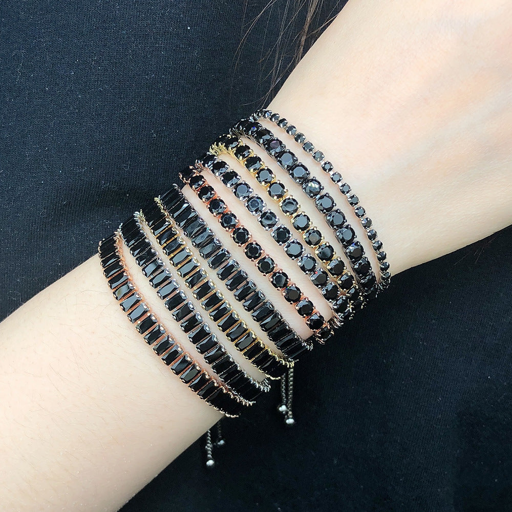 10pcs/lot Black CZ Paved Adjustable Tennis Bracelets Women Bracelets Charms Beads Beyond