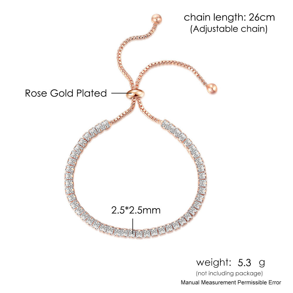 10pcs/lot 2.5/3/4mm Square CZ Paved Adjustable Tennis Bracelets Women Bracelets Charms Beads Beyond